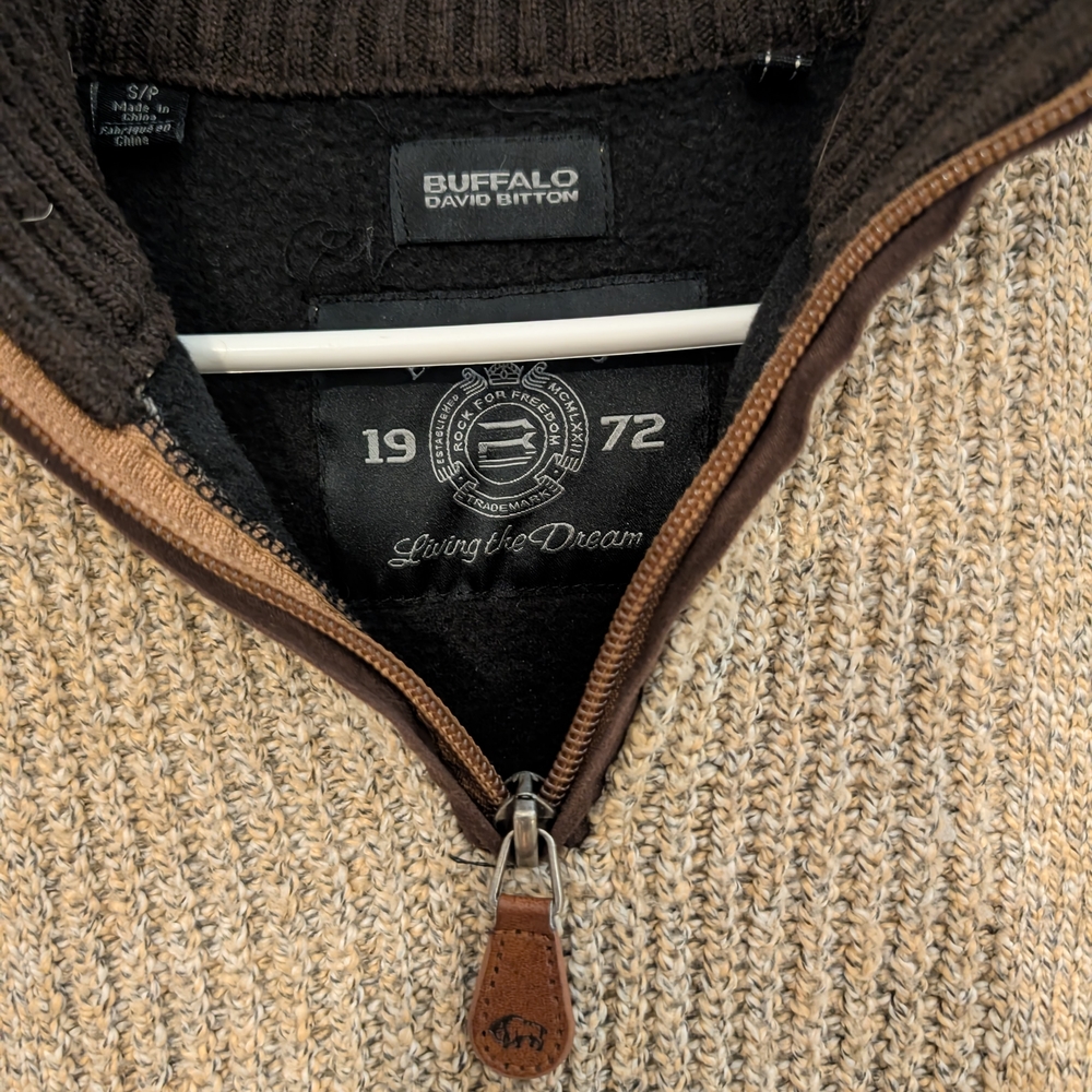 Buffalo David Bitton Men's Beige Quarter Zip Sweater